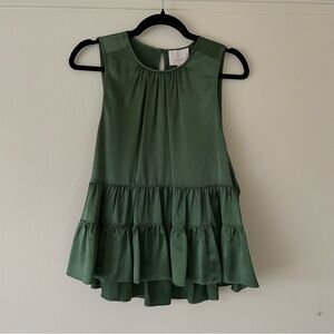 Green Sleeveless Ruffle Top